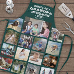 Jeder Text Foto Collage Beste Opa je grün Schürze<br><div class="desc">Feiern Sie mit einem eleganten Foto, das die Schürze Grün und Weiß einfängt. Bilder und Text sind einfach zu personalisieren. Zitat, das lautet "Weltbeste Opa und Grillmeister je Osten. 20YY" kann Enkel-Namen enthalten und für Papa, Pop-Pop, Paw-Pfow, Grandad, Grampa, Big Daddy usw. angepasst werden (IMAGE PLACEMENT TIP: Eine einfache Möglichkeit,...</div>