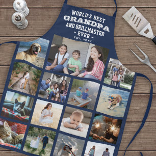 Jeder Text Foto Collage Beste Opa je Navy Blau Schürze
