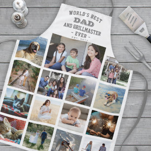 Jeder Text Foto Collage Bester Vater Grauer weißer Schürze