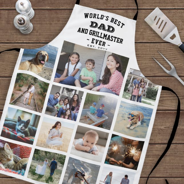 Jeder Text Foto Collage Bester Vater Grill Master  Schürze (Von Creator hochgeladen)
