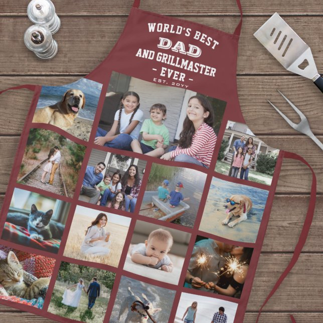 Jeder Text Foto Collage Bester Vater Grill Master  Schürze (Von Creator hochgeladen)