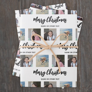 Jeder Text Foto Collage Einfache Brushed Weihnacht Geschenkpapier Set
