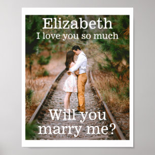 Jeder Text Heiratsantrag Foto Heirate Mich Schwarz Poster
