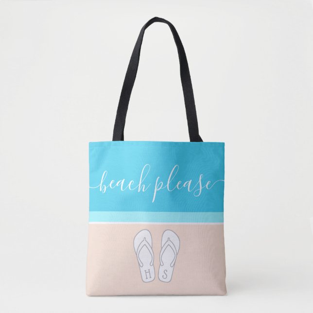 Jeder Text Niedliche Mit Monogramm Flip Flops Beac (Vorderseite)