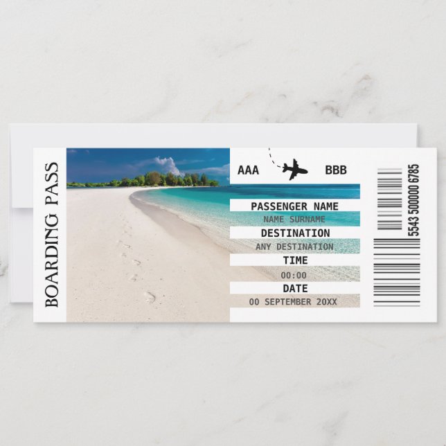 JEDER Ziel-Boarding passieren getaway DIY-Foto Einladung (Vorderseite)