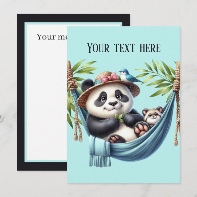 Jeder Zweck Mommy Baby Panda tragen Sie Nachricht Mitteilungskarte (Vorne/Hinten)