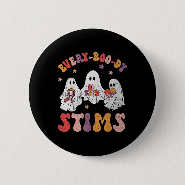 Jedermann Stims Funny Autism Ghost Halloween Sp Button (Vorderseite)