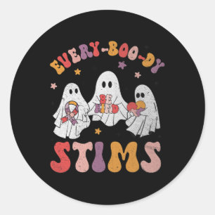 Jedermann Stims Funny Autism Ghost Halloween Sp Runder Aufkleber