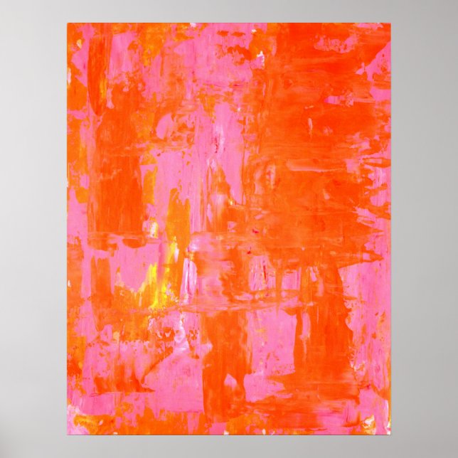 "Jedermanns Fav" Orange und Pink Abstrakte Kunst Poster (Vorne)