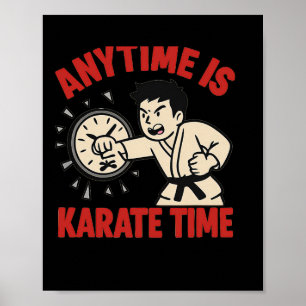 Jederzeit Karate Time Funny Punch Clock Poster