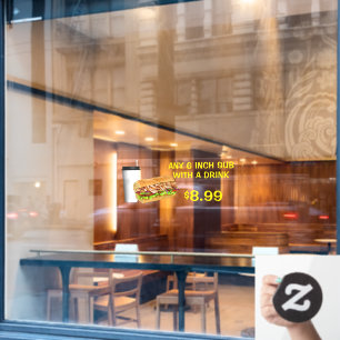 Jedes 6-Zoll-Sub individuell mit einem Getränk anp Fensteraufkleber