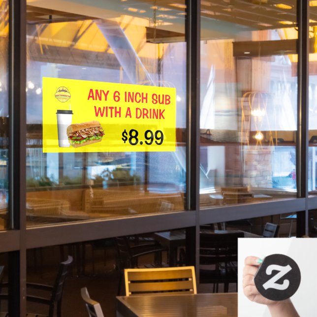 Jedes 6-Zoll-Subsystem mit einem Drink-Add-Logo an Fensteraufkleber (Restaurantfenster)