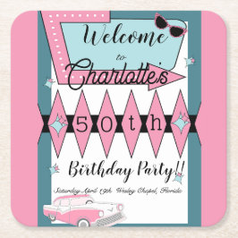 Jedes Alter, 1950er Jahre Retro-Geburtstag Rechteckiger Pappuntersetzer