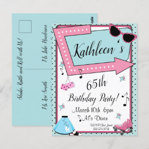 Jedes Alter, 1950er Retro-Geburtstagseinladung Postkarte