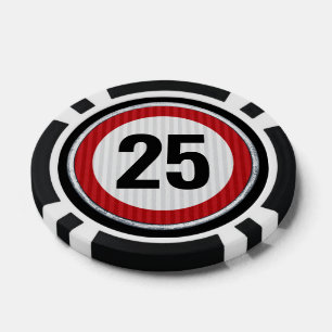 JEDES ALTER 25. Geburtstag Tempolimitschild Pokerchips