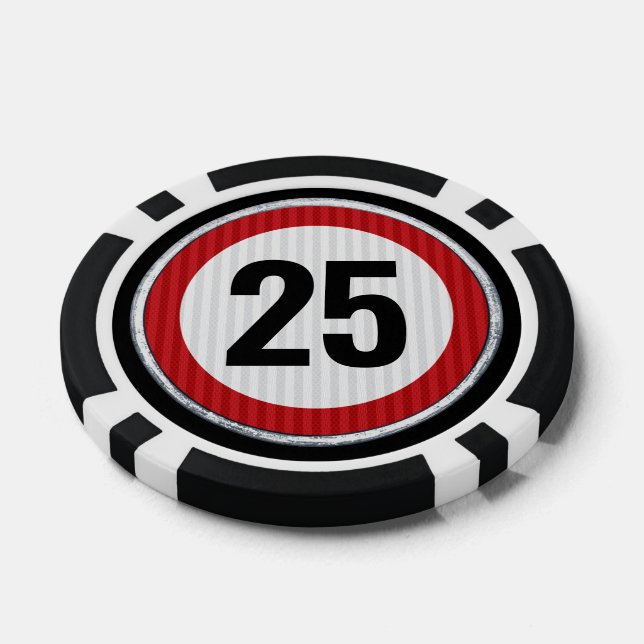 JEDES ALTER 25. Geburtstag Tempolimitschild Pokerchips (Einzeln)
