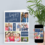 Jedes Alter 5 Foto Collage Blue Personalisiert Geb Karte<br><div class="desc">Personalisierte Geburtstagskarte für jedes Alter. Die Fotovorlage steht Ihnen zur Verfügung, 5 Ihrer Lieblings-Fotos sowie den Namen und das Alter des Geburtstags hinzuzufügen. Im Inneren lautet die Karte "wünscht euch einen tollen Geburtstag" und ihr habt auch die Möglichkeit, eure eigene Nachricht hinzuzufügen, abzumelden und Namen zu nennen. Dieses Design hat...</div>