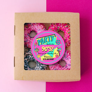 JEDES Alter 90er Geburtstagsparty Pink danke Ihnen Runder Aufkleber