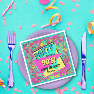 JEDES ALTER 90er Retro-personalisierte Party-Servi Serviette