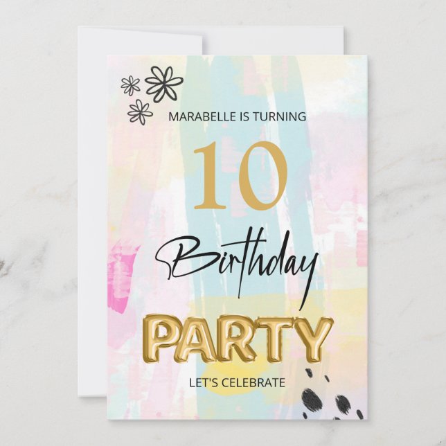 *~* JEDES ALTER Abstrakter Doodle Pastel Brush Einladung (Vorderseite)