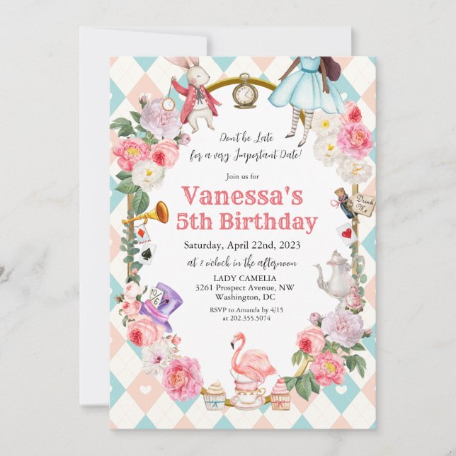 JEDES ALTER - Afrikanische amerikanische Alice im  Einladung (Vorderseite)