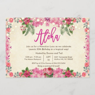 JEDES ALTER - Aloha Luau Tropical zum Geburtstag E Einladung