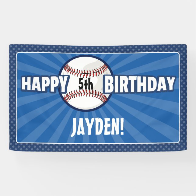 Jedes Alter Blue Baseball Geburtstagsbanner Banner (Horizontal)