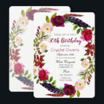 JEDES ALTER - Blumenbeere zum Geburtstag Einladung<br><div class="desc">Floral Burgundy Einladung zum Geburtstag</div>
