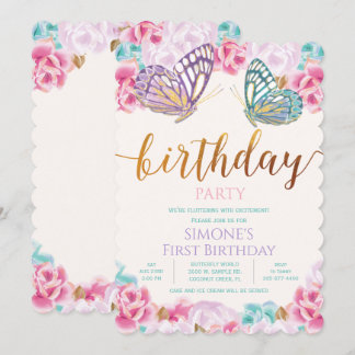 JEDES ALTER - Butterfly Geburtstag Einladung