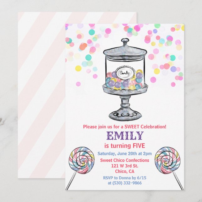 JEDES ALTER - Candy Jar Sweet Birthday Einladung (Vorne/Hinten)