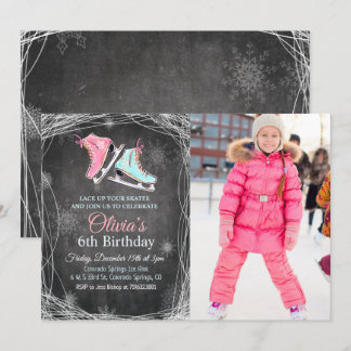 JEDES ALTER - Chalk Ice Skaten zum Geburtstag Einl Einladung