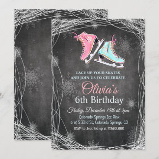 JEDES ALTER - Chalk Ice Skaten zum Geburtstag Einl Einladung