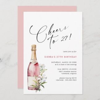 Jedes Alter | Cheers Pink Champagne oder Wein Gebu Einladung