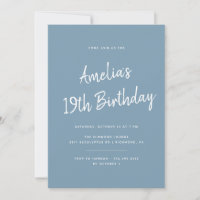 Jedes Alter | Dusty Blue Modern Script Geburtstag