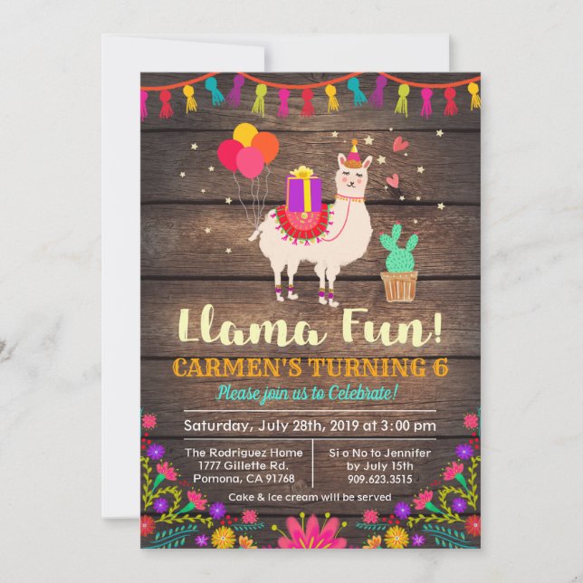 JEDES ALTER - Einladung von Llama zum Geburtstag (Vorderseite)