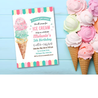 JEDES ALTER - Eiscreme-Glitzer Geburtstagseinladun Einladung