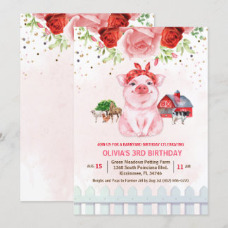 JEDES ALTER - Farm Animal Barnyard Geburtstag Einl Einladung