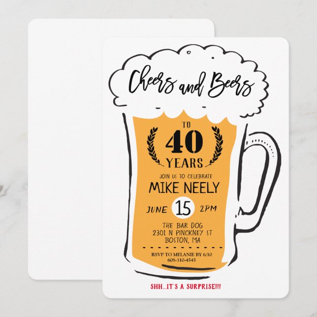 JEDES ALTER - Feiern und Biere Einladung zum Gebur (Vorne/Hinten)