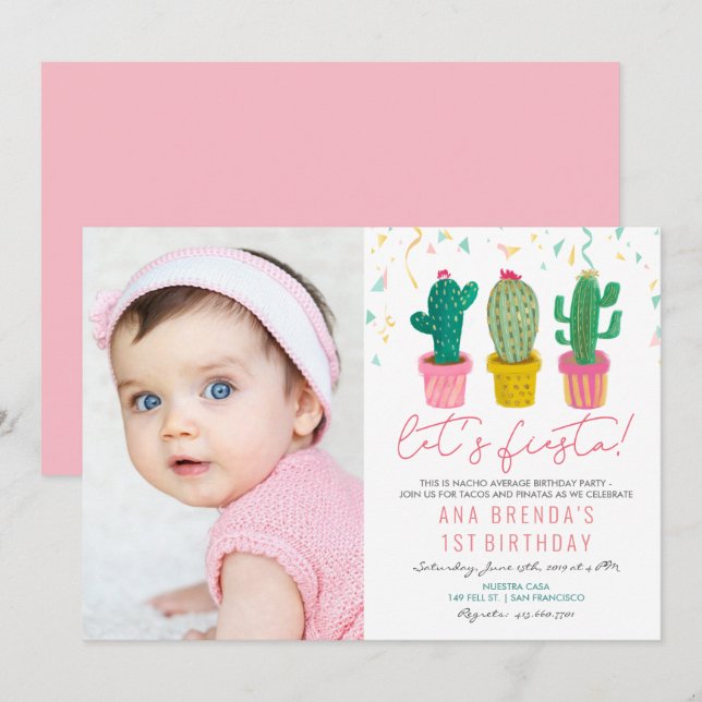 JEDES ALTER - Fiesta Cactus Birthday Einladung (Vorne/Hinten)