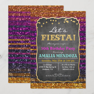 JEDES ALTER - Fiesta Geburtstag Glitzer Einladung