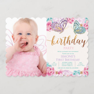JEDES ALTER - Foto Butterfly Geburtstag Einladung