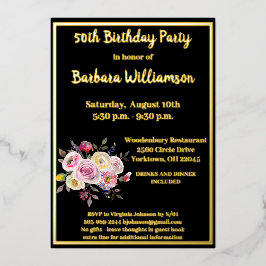 Jedes Alter Geburtstag Black REAL Gold Folieneinladung