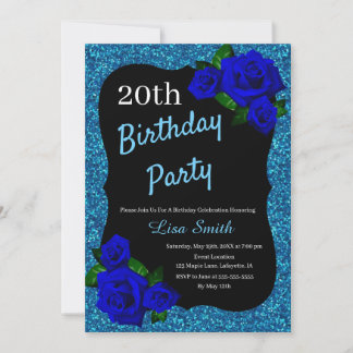 Jedes Alter Geburtstag Blue Glitzer Deep Blue Rose Einladung