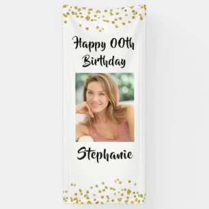 JEDES ALTER Geburtstag Confetti Script Foto Door Banner