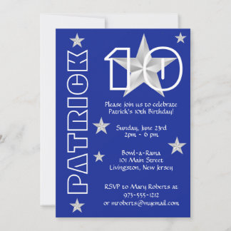 Jedes Alter Geburtstag Royal Blue und White Star Einladung