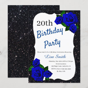 Jedes Alter Geburtstag Schwarzer Glitzer Deep Blue Einladung