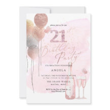 Jedes Alter, Glitzer Balloons Rosa Champagner 21.