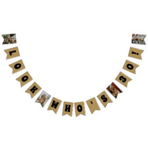 JEDES ALTER Gold Custom Foto Birthday Bunting Flag Wimpelkette