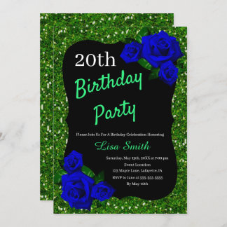 Jedes Alter Grünen Glitzer Grün  Deep Blue Rose Einladung