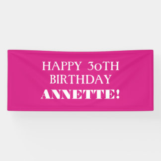 Jedes Alter Hot Pink Custom Happy Birthday Banner